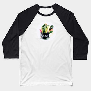 Floral cat Baseball T-Shirt